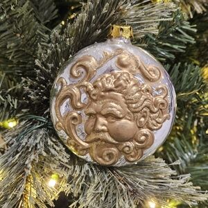 VINTAGE Glass Ornament Boreas Greek God of the North Wind Silver and Gold